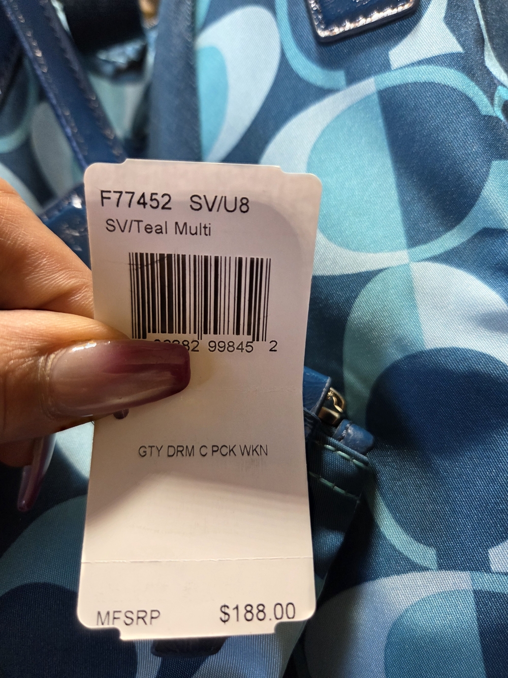Coach Blue Signature Coated Canvas Tote with Pouch - Picture 4 of 4
